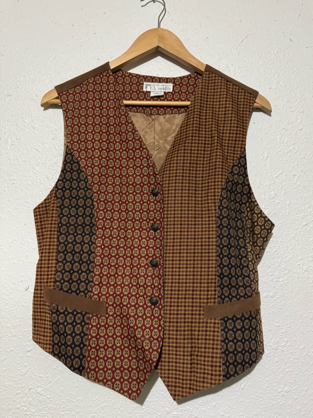 F L Malik Medium patchwork vest